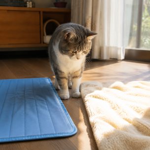 冷たい場所と暖かい場所（猫に選ばせる）を表す画像
