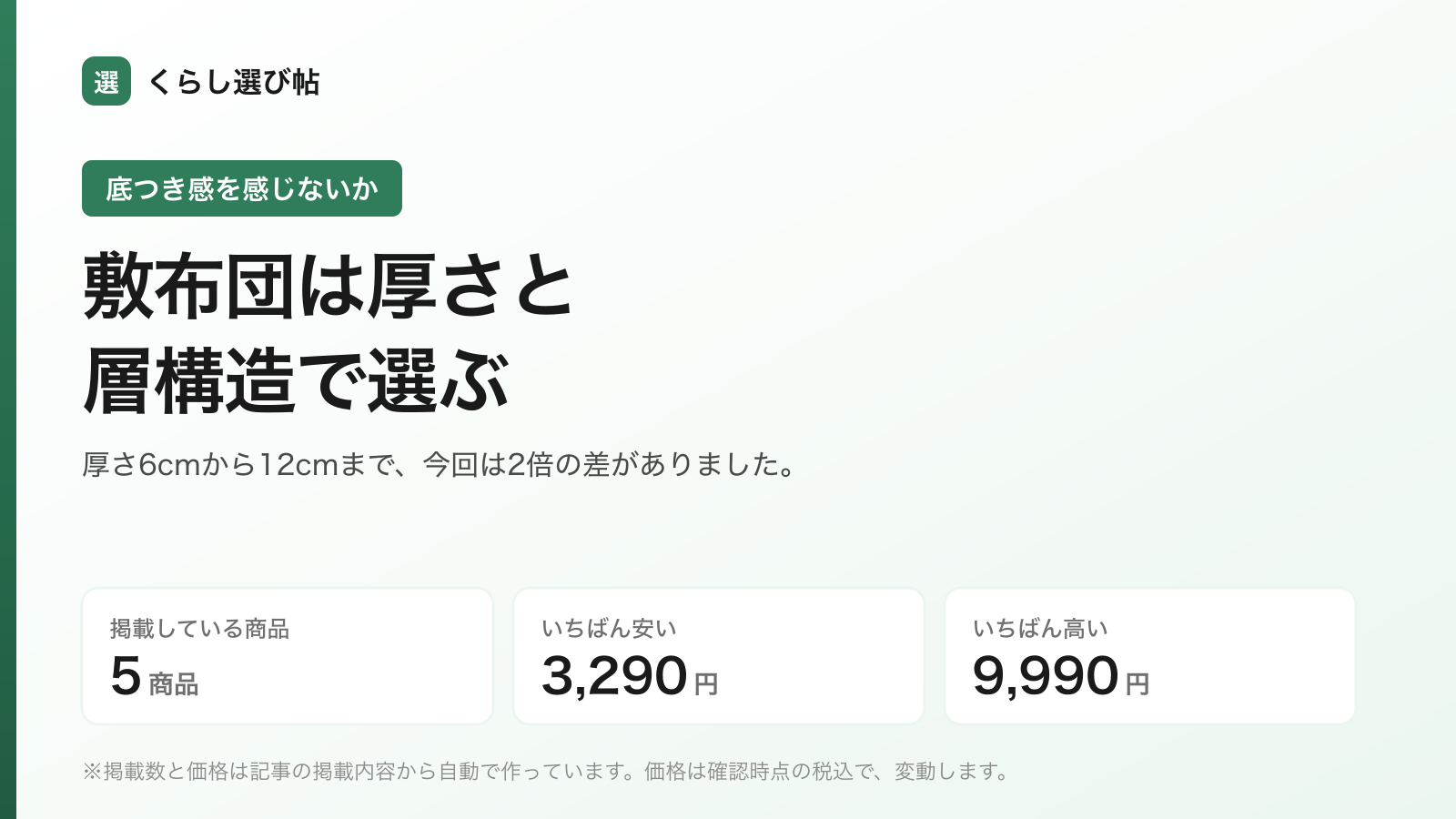 敷布団の選び方とおすすめ商品を比較するイメージ