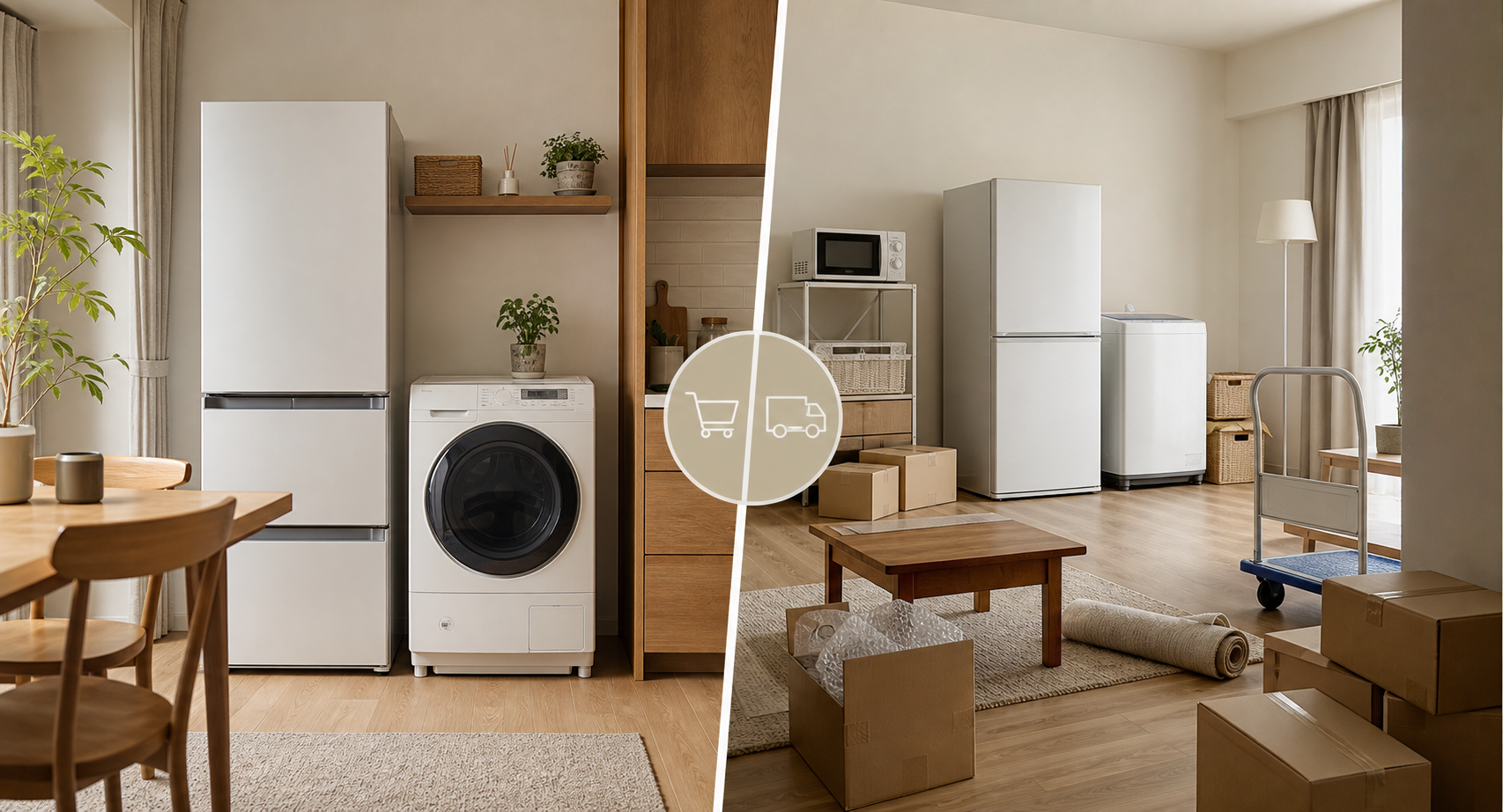 家電レンタルと購入の総額や向いているケースを比較した図